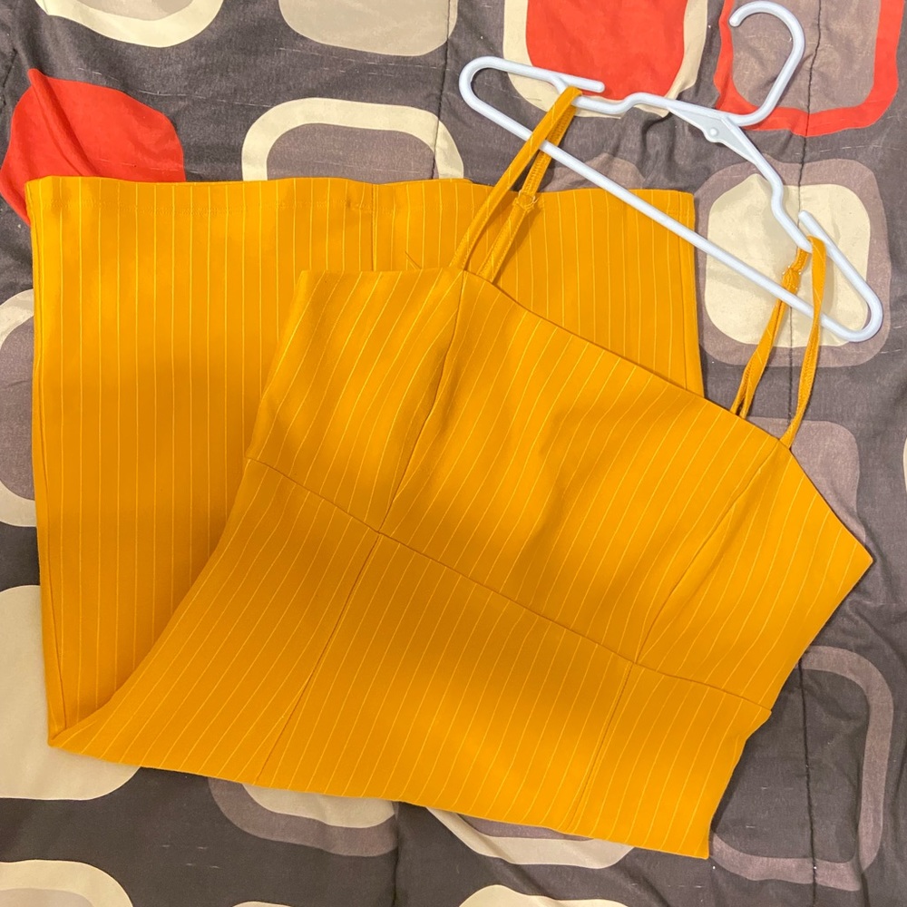 Forever 21 Womens Orange Stripped Skin Tight Sun Dress With Slit